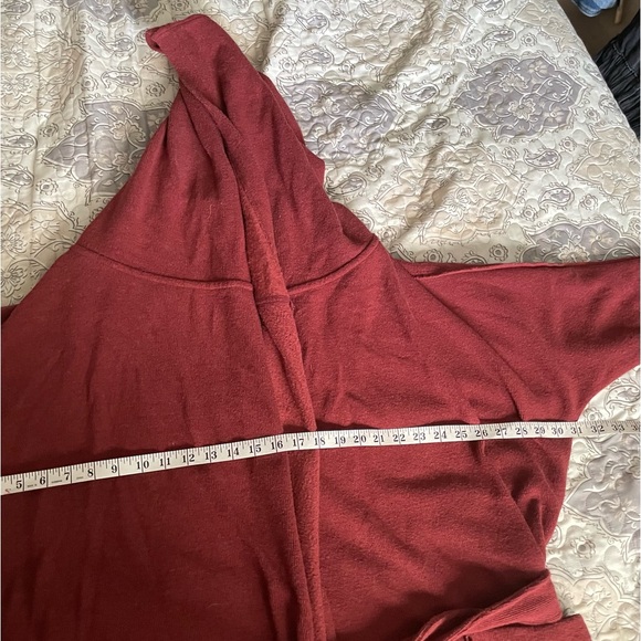 Free People Willow Hooded Cardigan Wine Long Sleeve Tie Belt Oversized - Picture 8 of 8